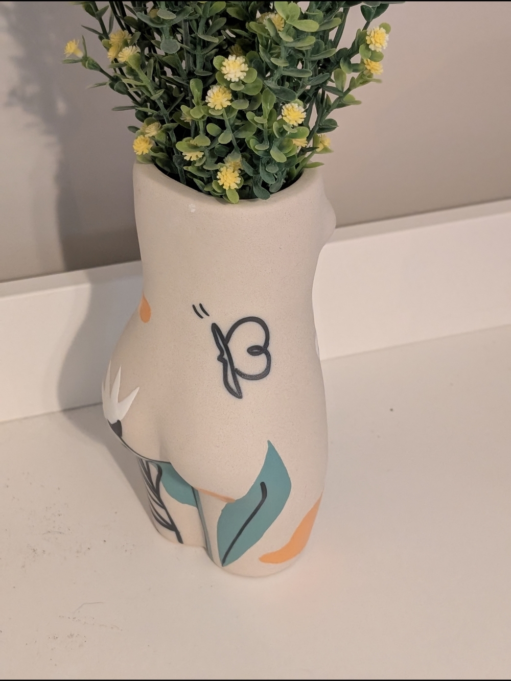 Ceramic Female Form Vase With Flowers - Picture 4 of 5